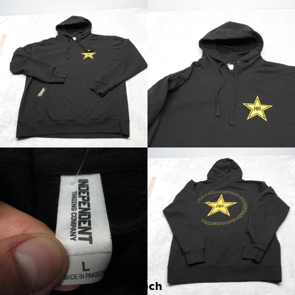 Rockstar Hoodie Mens Large Independent Motocross Black Pullover Sweatshirt